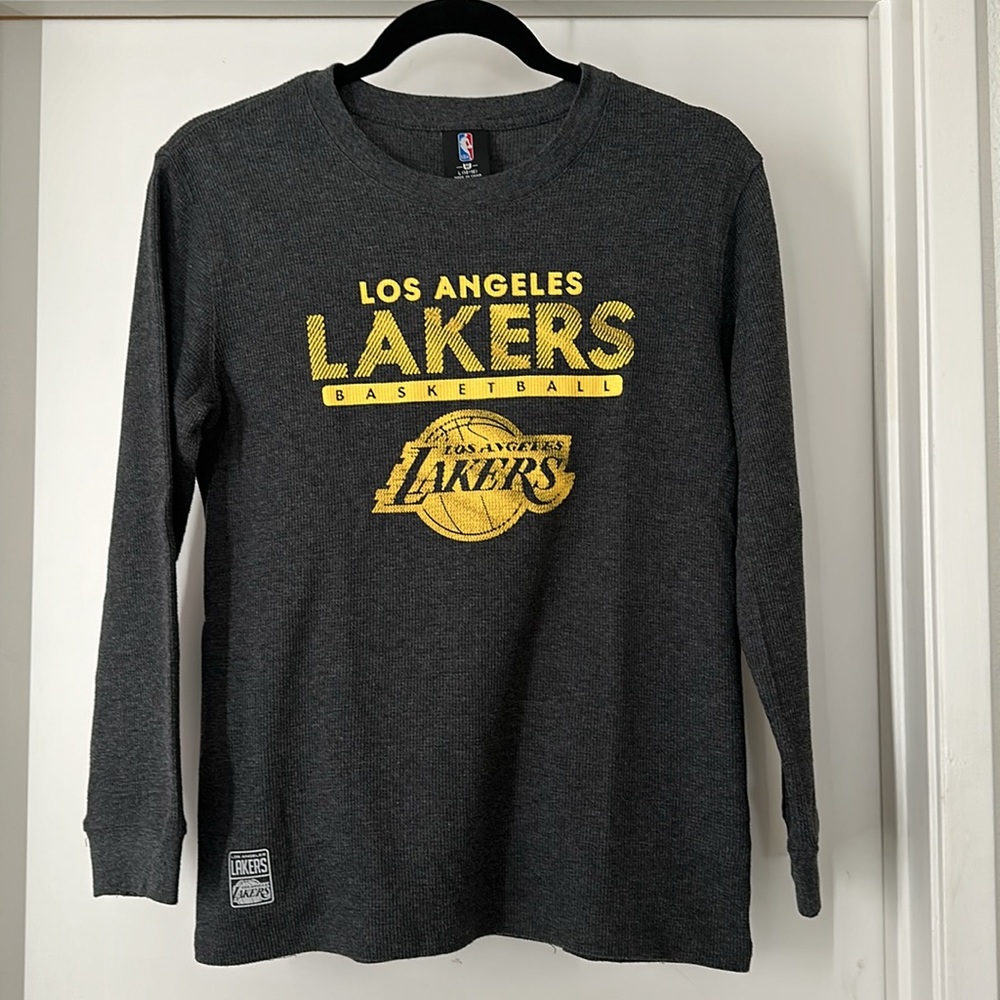 Genuine NBA Lakers Long Sleeve Gray Size Large 14-16, Style VLY8841